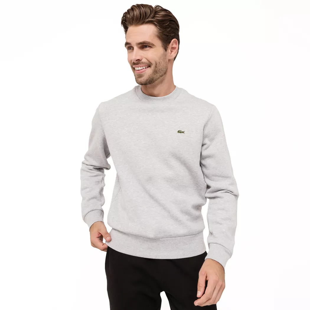 Lacoste Organic Brushed Cotton Sweatshirt Herr, 7, SILVER CHINE