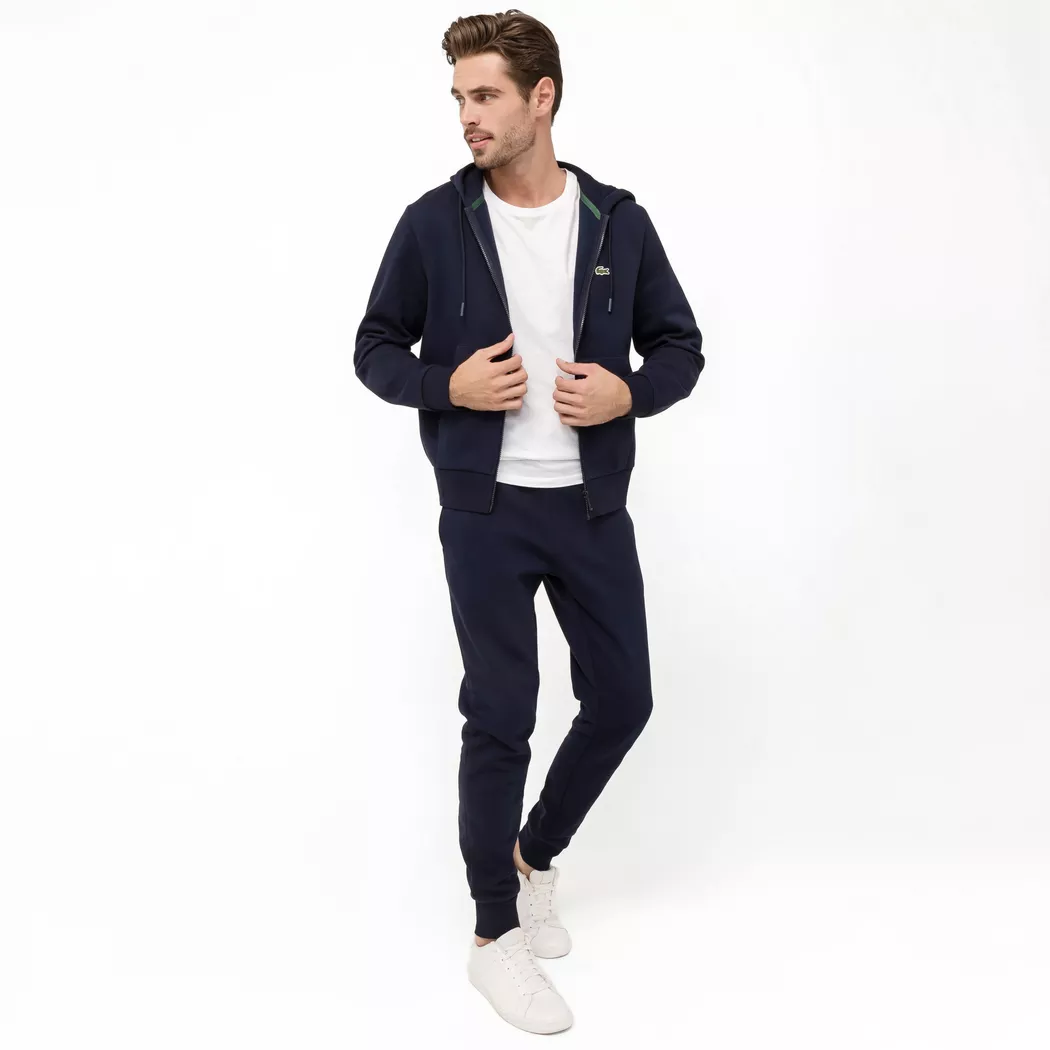 Lacoste Zipped Fleece Hoodie Herr, Navy Blue, 6