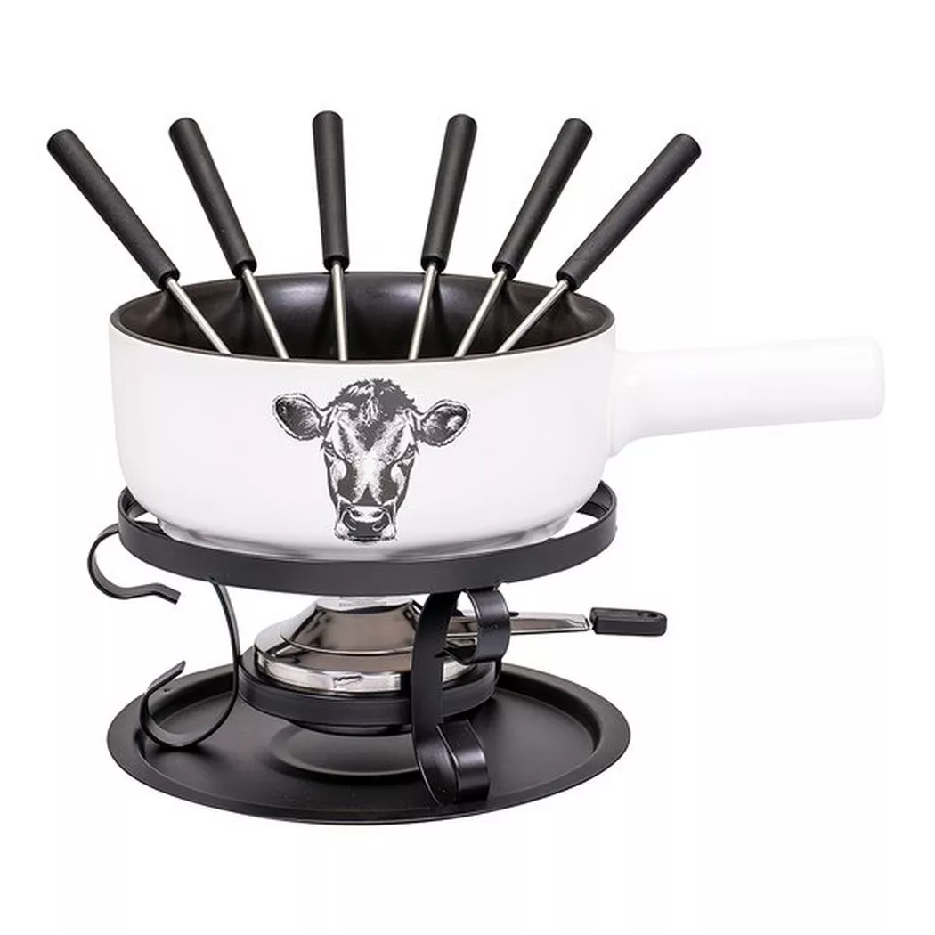 Kadastar - Käsefondue-Set, 22cm, Schwarz/Weiss