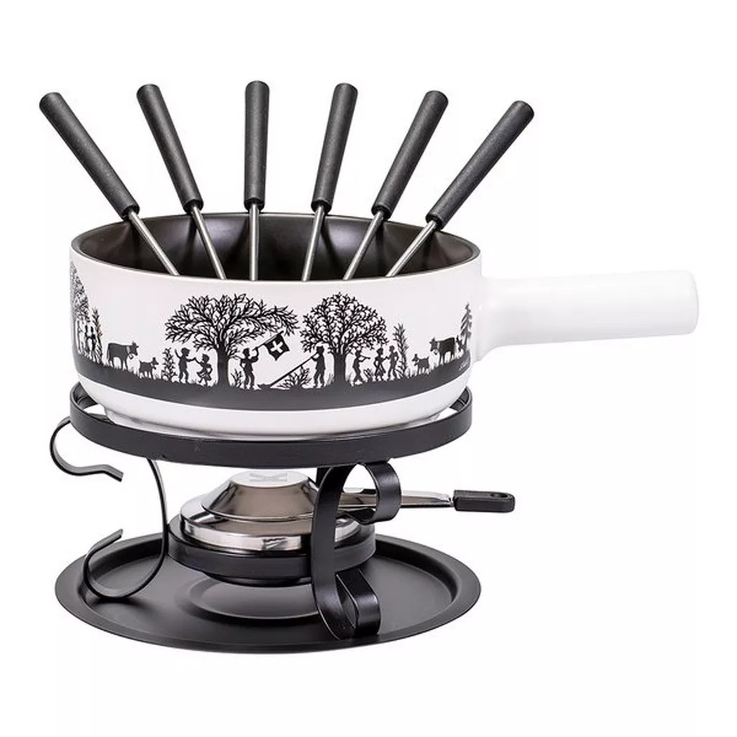 Kadastar - Käsefondue-Set, 22cm, Schwarz/Weiss