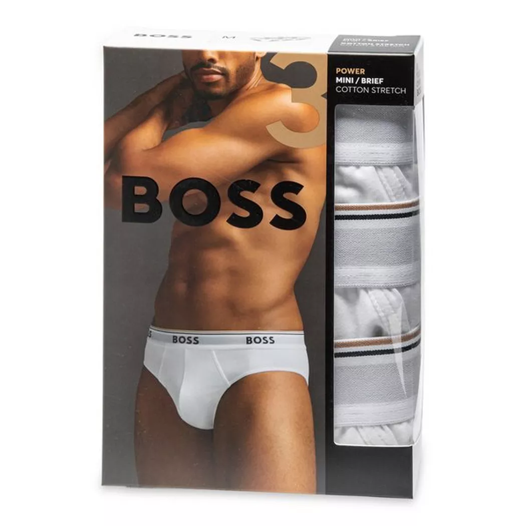 Boss pour homme. 50475273 Lot de 3 slips blancs à logo (L), Homewear, Coton