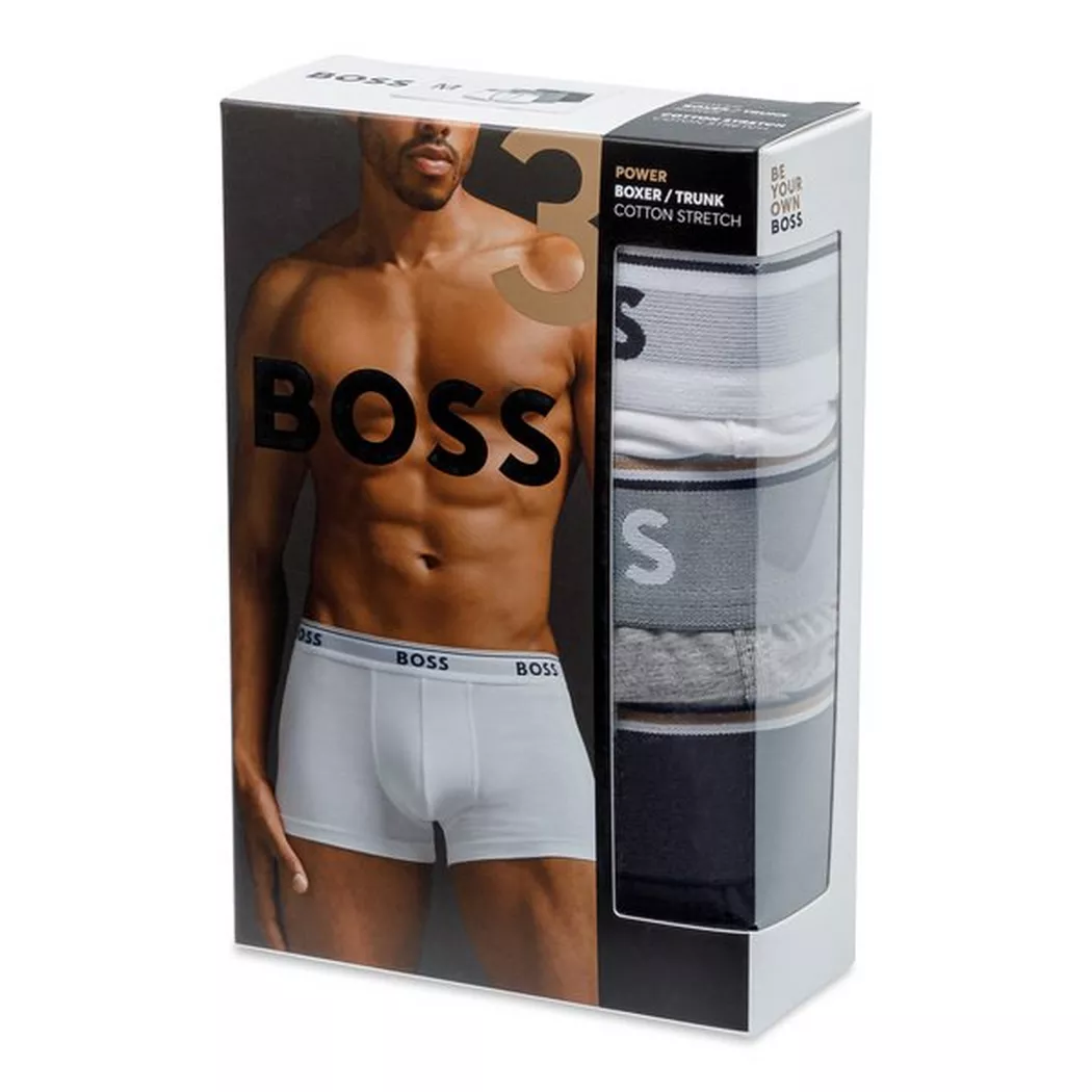 Boss pour homme. 50475282 Pack 3 Boxer 3P Power gris, blanc, noir (XL), Homewear, Coton