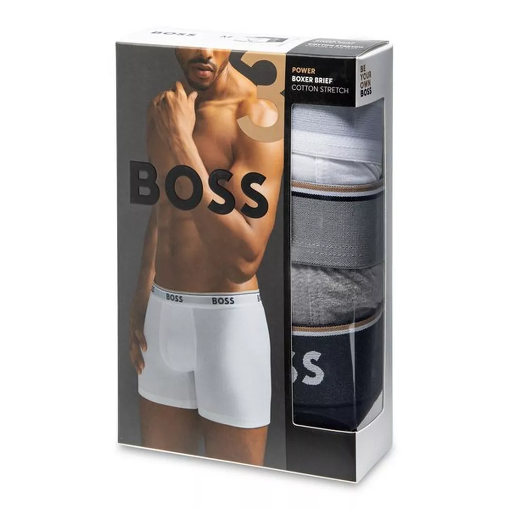 Boss pour homme. 50475282 Pack 3 Boxer 3P Power gris, blanc, noir (XL), Homewear, Coton 3