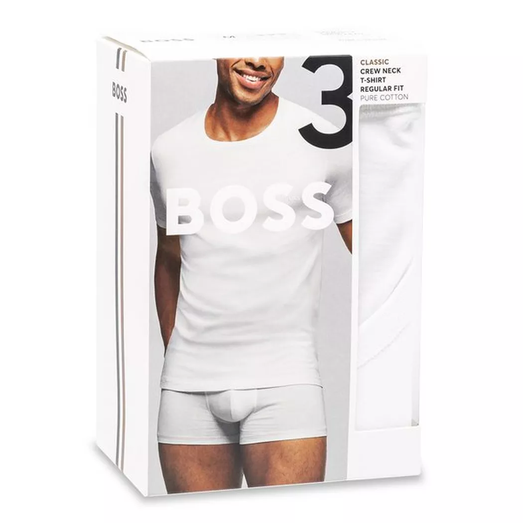 Boss Couche De Base à Manches Courtes Classic 3 Unités White S Homme