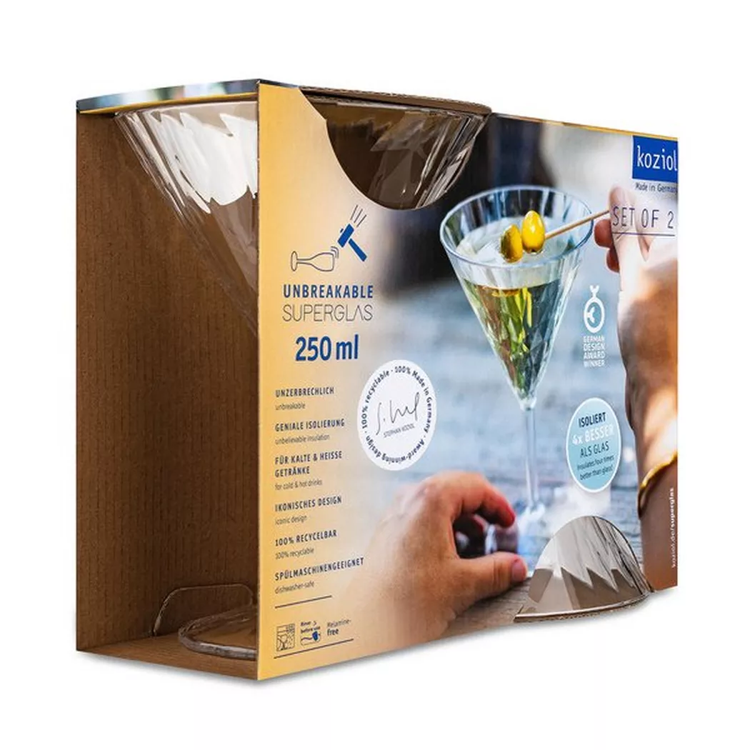 Koziol - Cocktailglas, 2 Stück, 250 ml, Transparent
