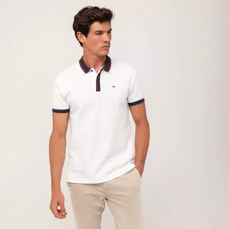TOMMY JEANS Polo, manches courtes TJM TIPPED HONEYCOMB POLO Blanc