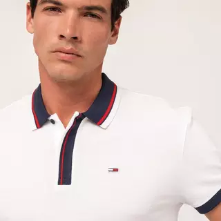 TOMMY JEANS Poloshirt, kurzarm TJM TIPPED HONEYCOMB POLO Weiss