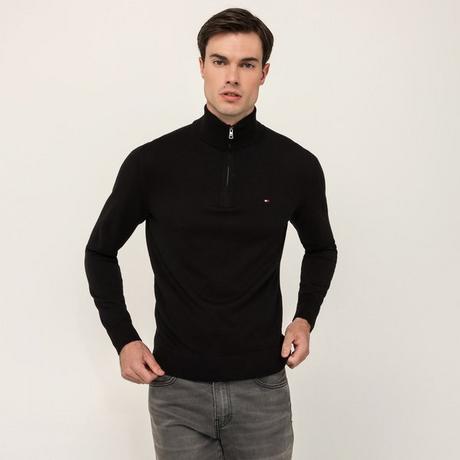TOMMY HILFIGER Pima Cotone Biologico Cashmere Zip Mock Pullover  