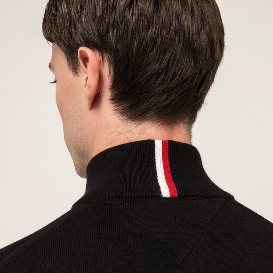 TOMMY HILFIGER Pima Coton Bio Cachemire Zip Mock Pull  