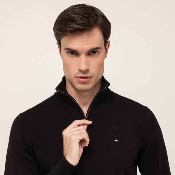 TOMMY HILFIGER Pima Cotone Biologico Cashmere Zip Mock Pullover  