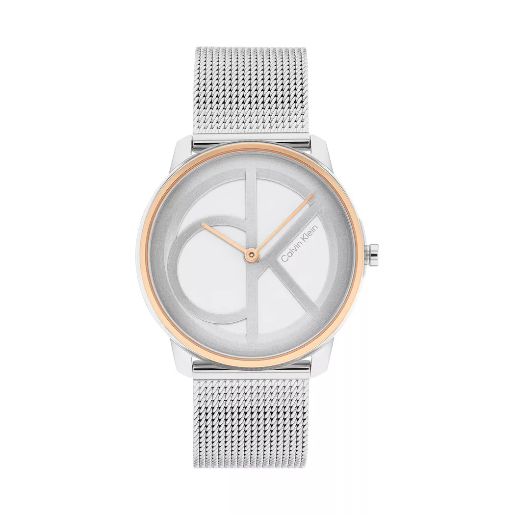 Quarzuhr CALVIN KLEIN "CK ICONIC 35 mm", silber (silberfarben), Armbanduhren, Damen, Quarzuhr, Armbanduhr, Damenuhr, Mineralglas, Edelstahlarmband
