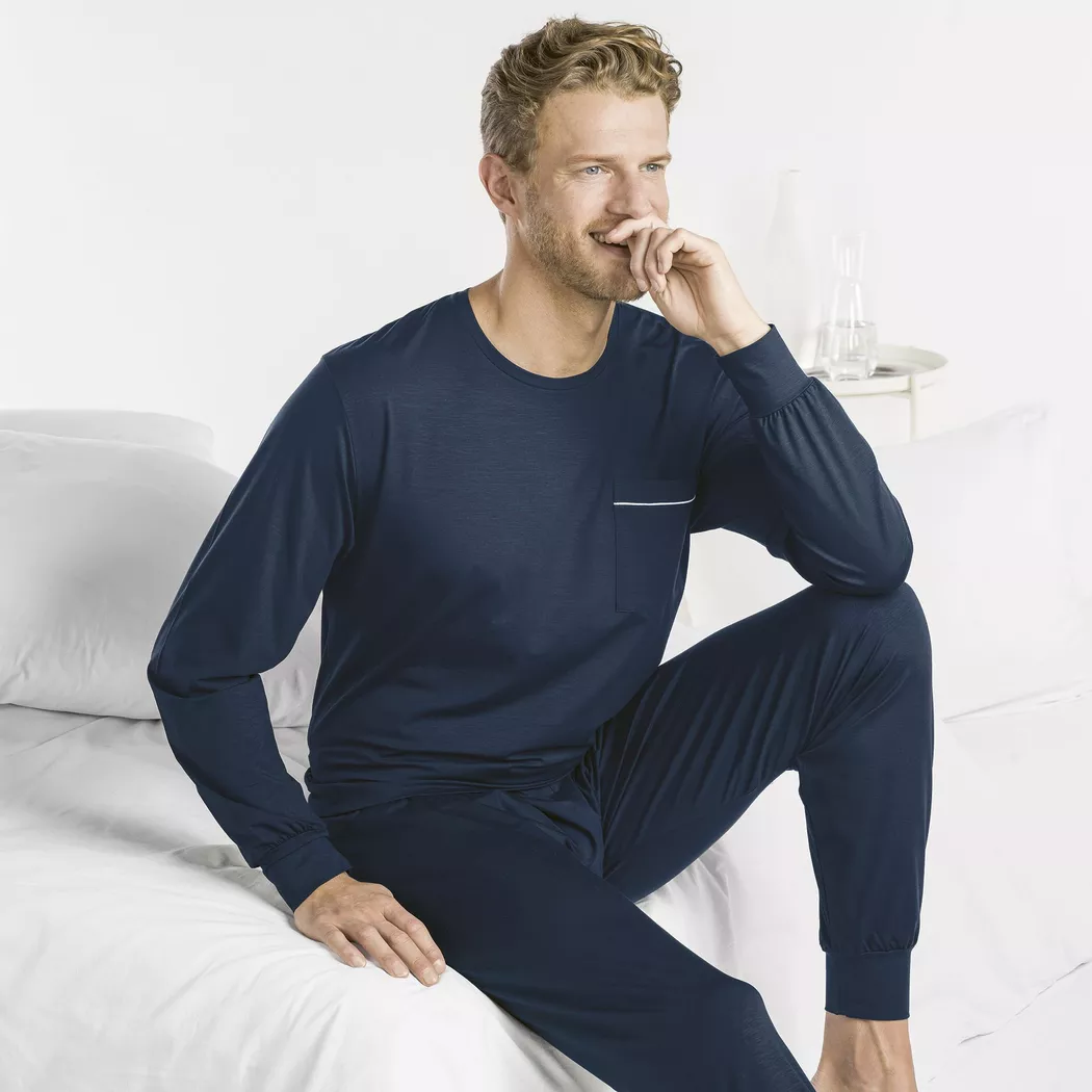 ISA bodywear - Pyjama-Set, langarm, für Herren, Marine, Größe M