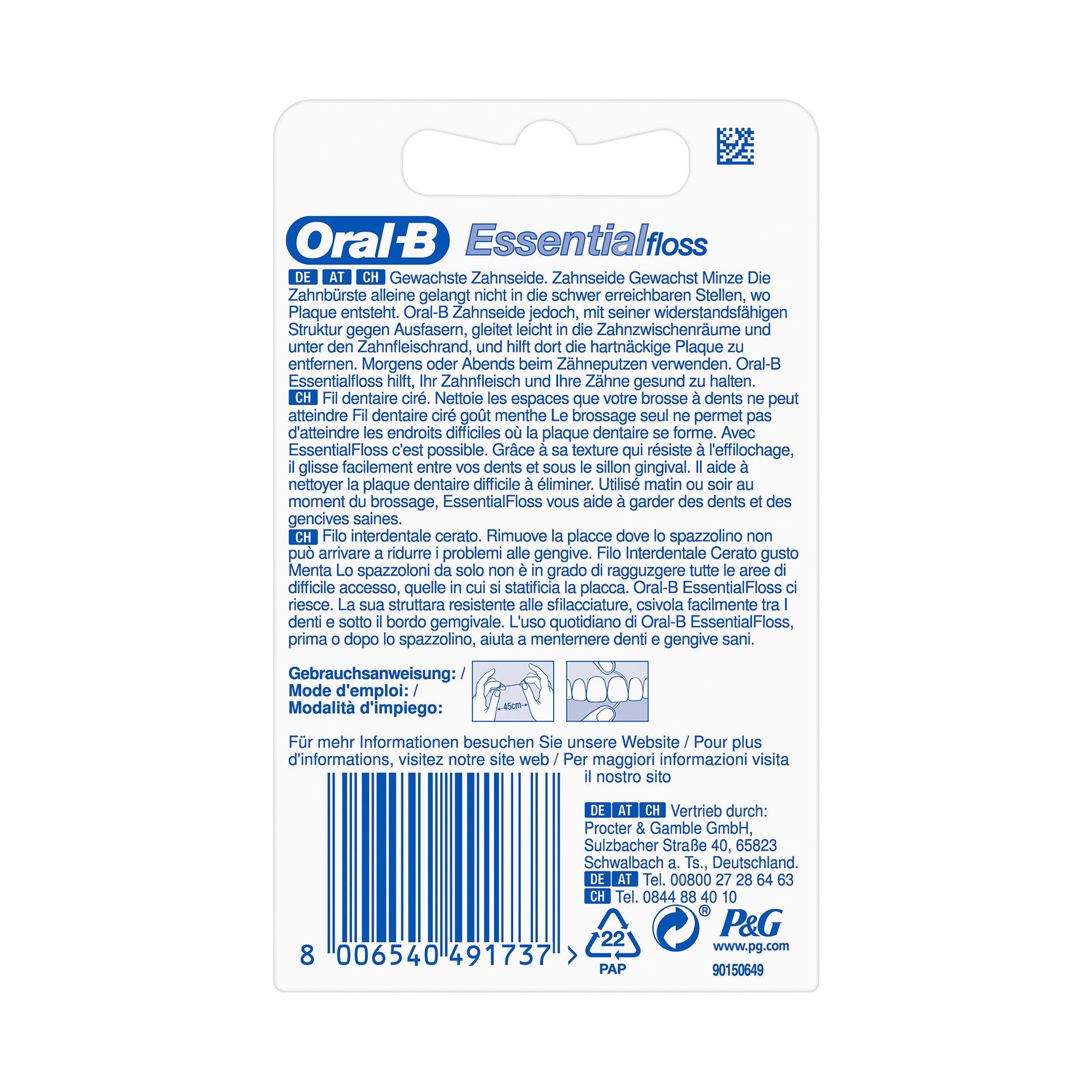 Oral-B Essentialfloss mint gewachst Essentialfloss Zahnseide Minze 