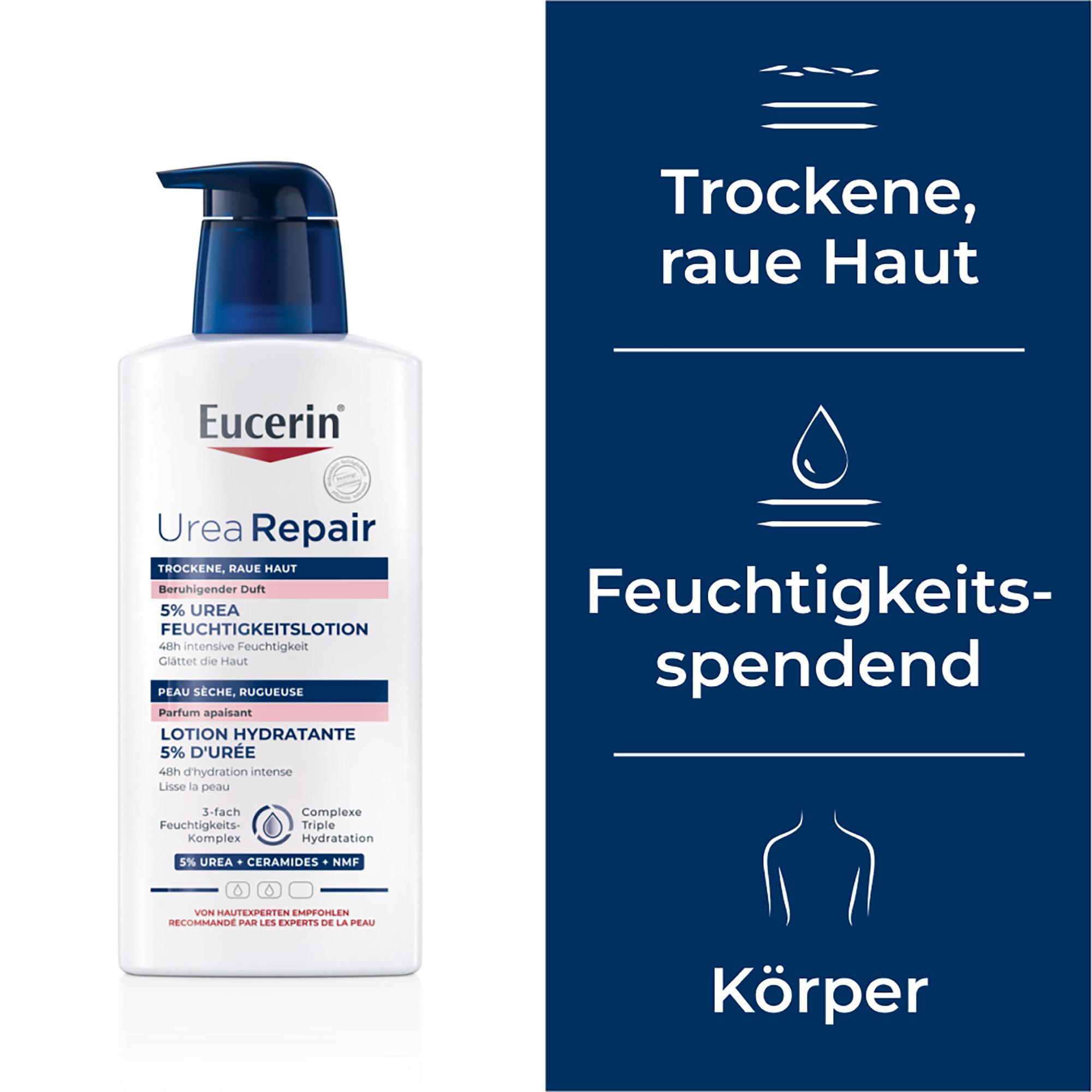 Eucerin Urea Repair 5% Urea Feuchtigkeitslotion mit beruhigendem Duft 