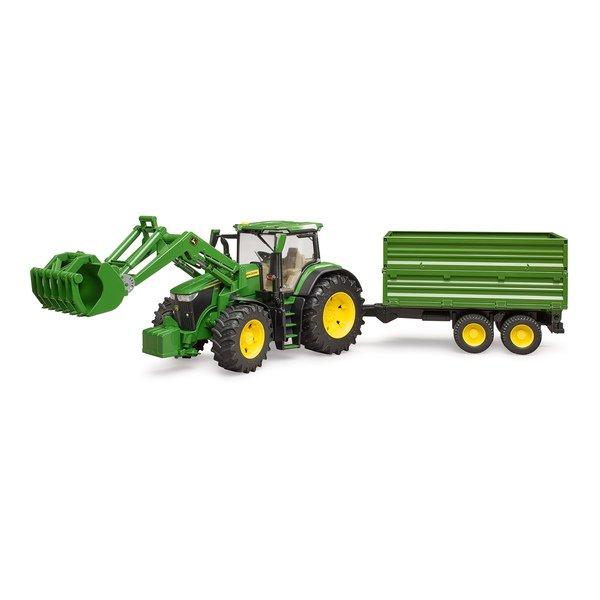 bruder  John Deere 7R 350 mit Frontlader und Tandemachstransportanhänger  