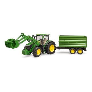 bruder  John Deere 7R 350 mit Frontlader und Tandemachstransportanhänger  