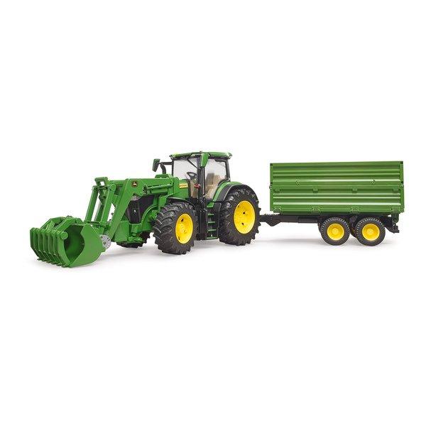 bruder  John Deere 7R 350 mit Frontlader und Tandemachstransportanhänger  