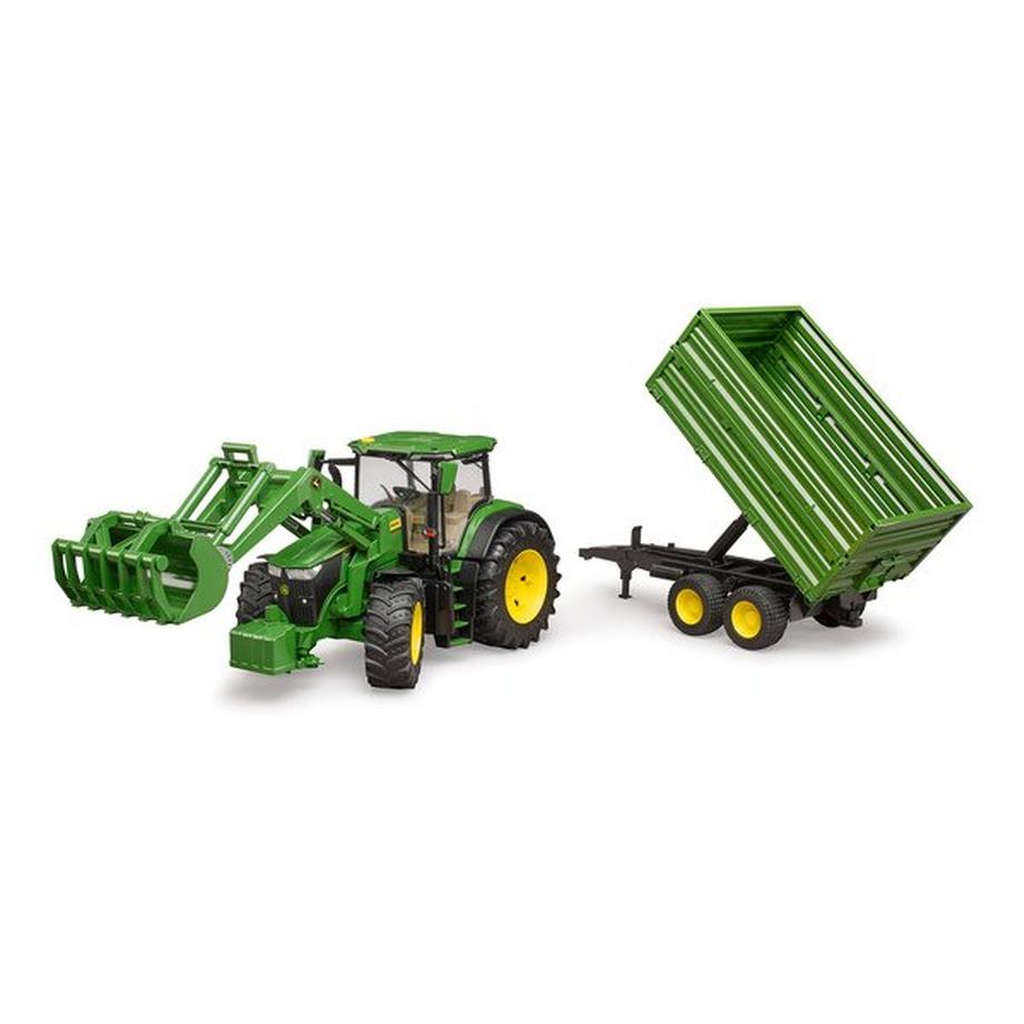 bruder  John Deere 7R 350 mit Frontlader und Tandemachstransportanhänger  