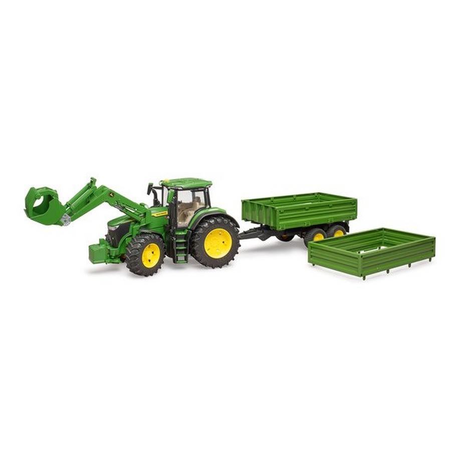 bruder  John Deere 7R 350 mit Frontlader und Tandemachstransportanhänger  