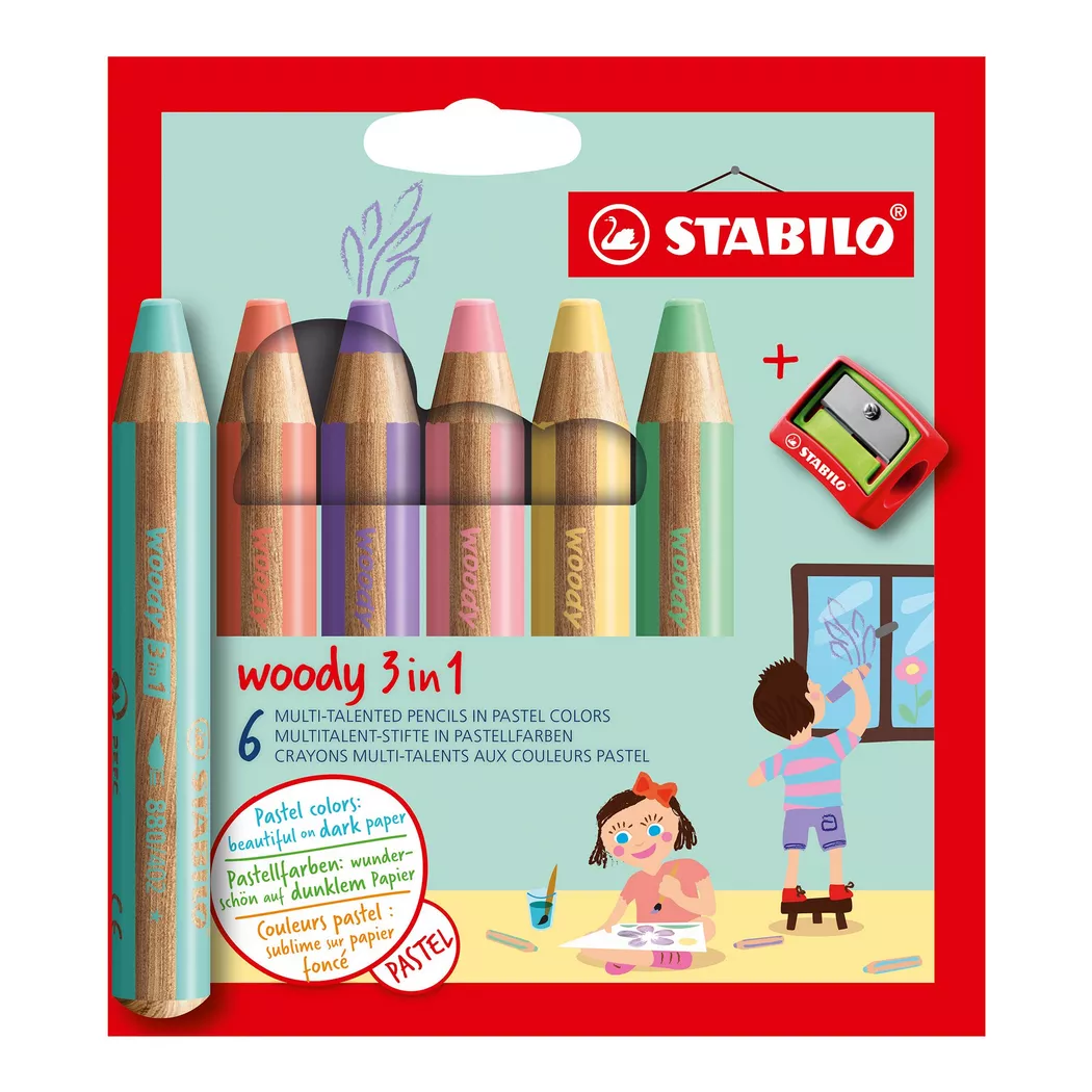 STABILO Multitalentstift woody 3 in 1, 6er Kartonetui