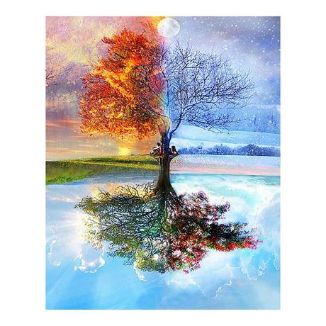 Figured'Art Mosaïque de diamants 4 Seasons Tree Classic 
