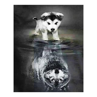 Figured'Art Mosaïque de diamants Dog and Wolf Reflection 