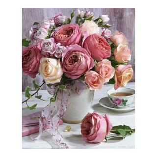 Figured'Art Mosaico di diamanti Bouquet Di Rose 