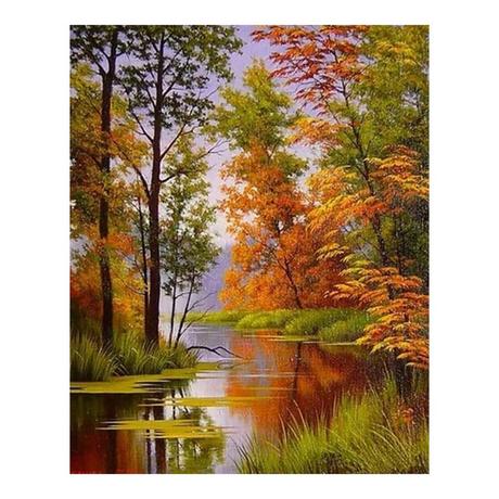 Figured'Art Mosaïque de diamants Lake in Autumn 