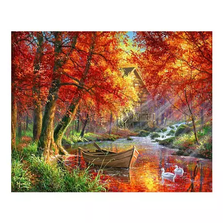 Figured'Art Peinture par numéros Autumn River and Boat Multicolor