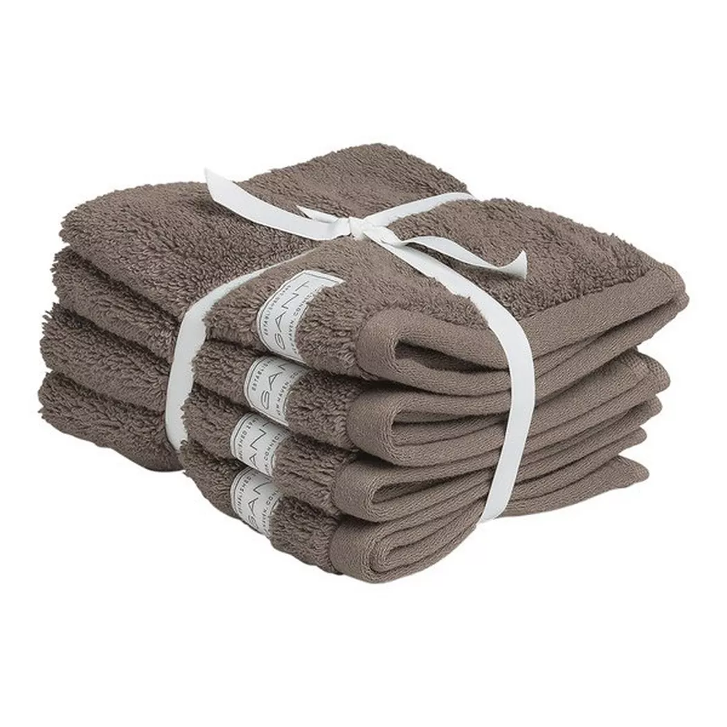 Gant - 4er-Set Seiftuch, 30 x 30 cm, Braun