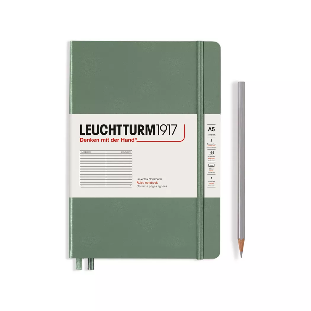 Leuchtturm Hardcover Ruled A5 Notebook, Olive