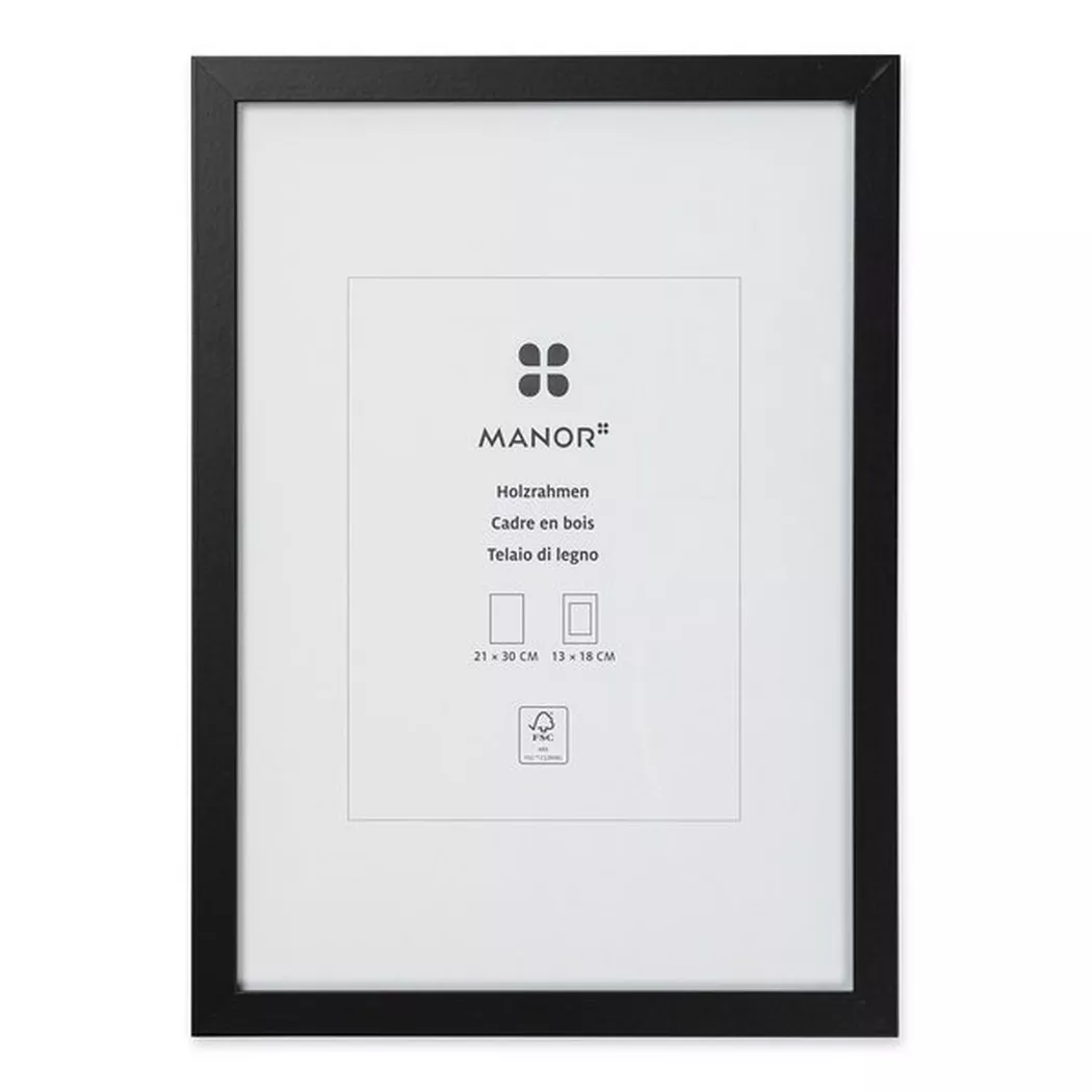 Manor Papeterie - Holz-Bilderrahmen, 21 x 30 cm, Black