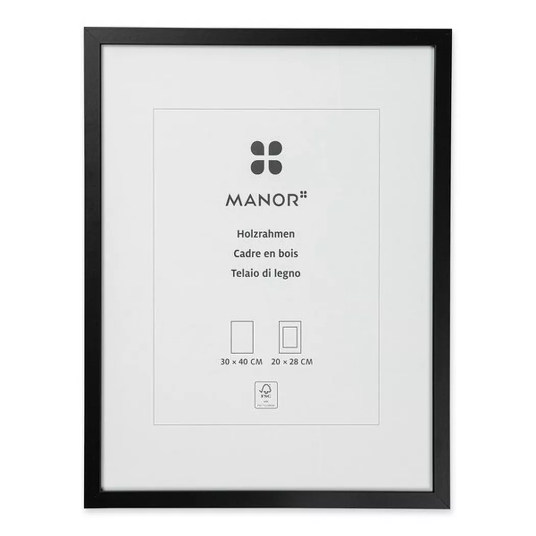 Manor Papeterie - Holz-Bilderrahmen, 30 x 40 cm, Black