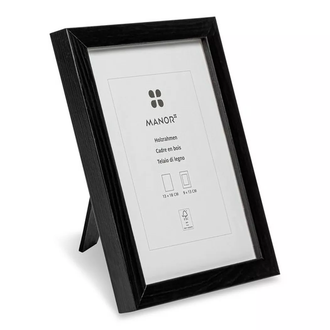 Manor Papeterie - Holz-Bilderrahmen, 13 x 18 cm, Black