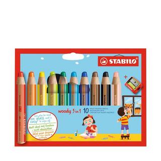 STABILO Crayons de couleur épais Woody 3in1 