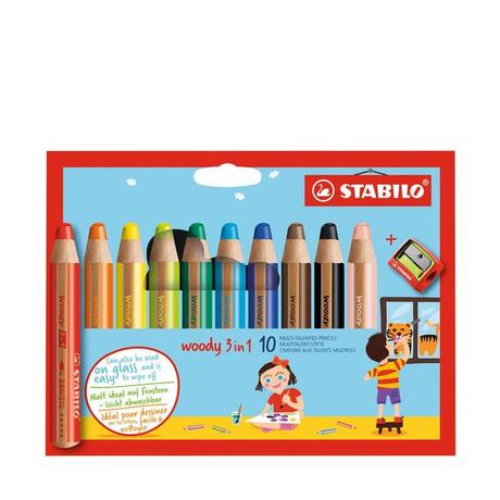STABILO Crayons de couleur épais Woody 3in1 