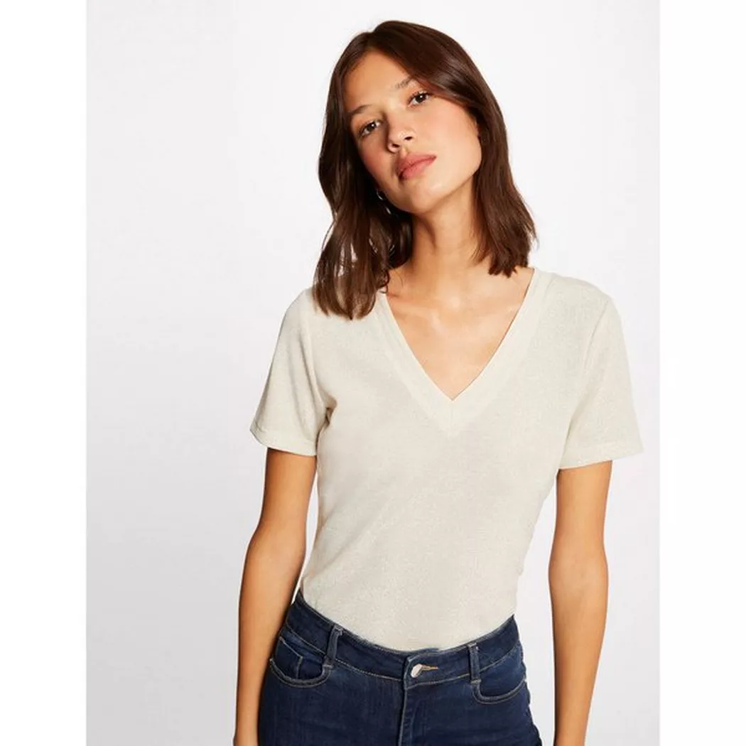 Morgan - T-Shirt, für Damen, Elfenbein, Größe XS