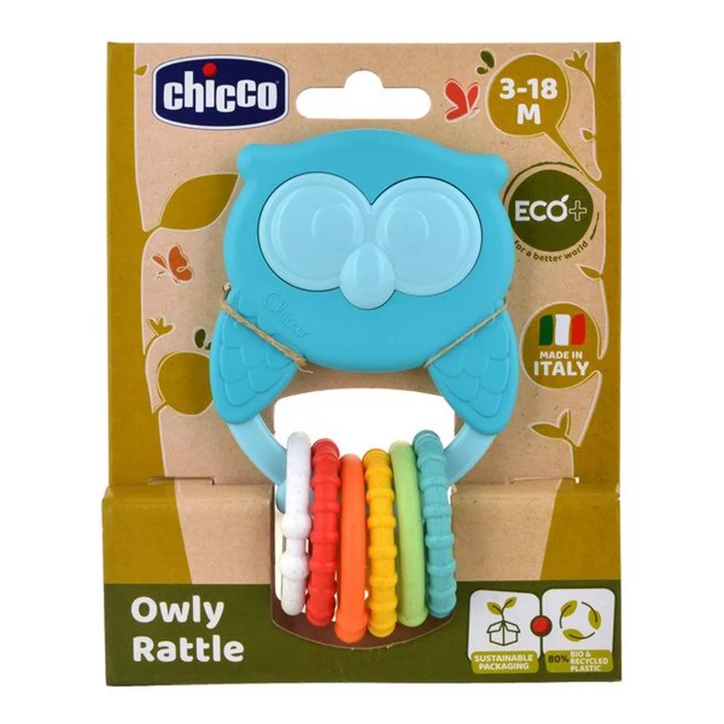 Chicco Eco+ Hochet hibou avec anneaux