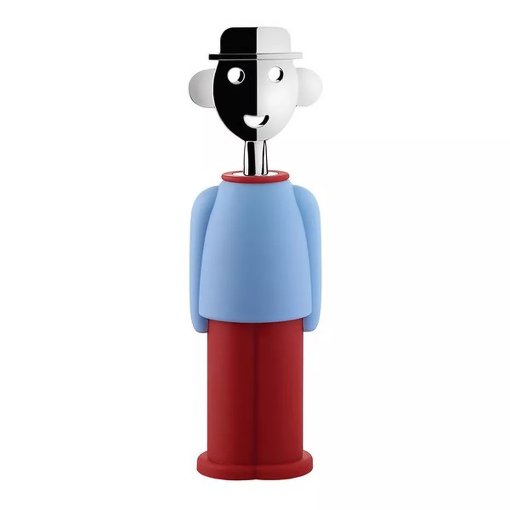 Alessi Korkenzieher Alessandro M. Hellblau/Rot bunt baby
