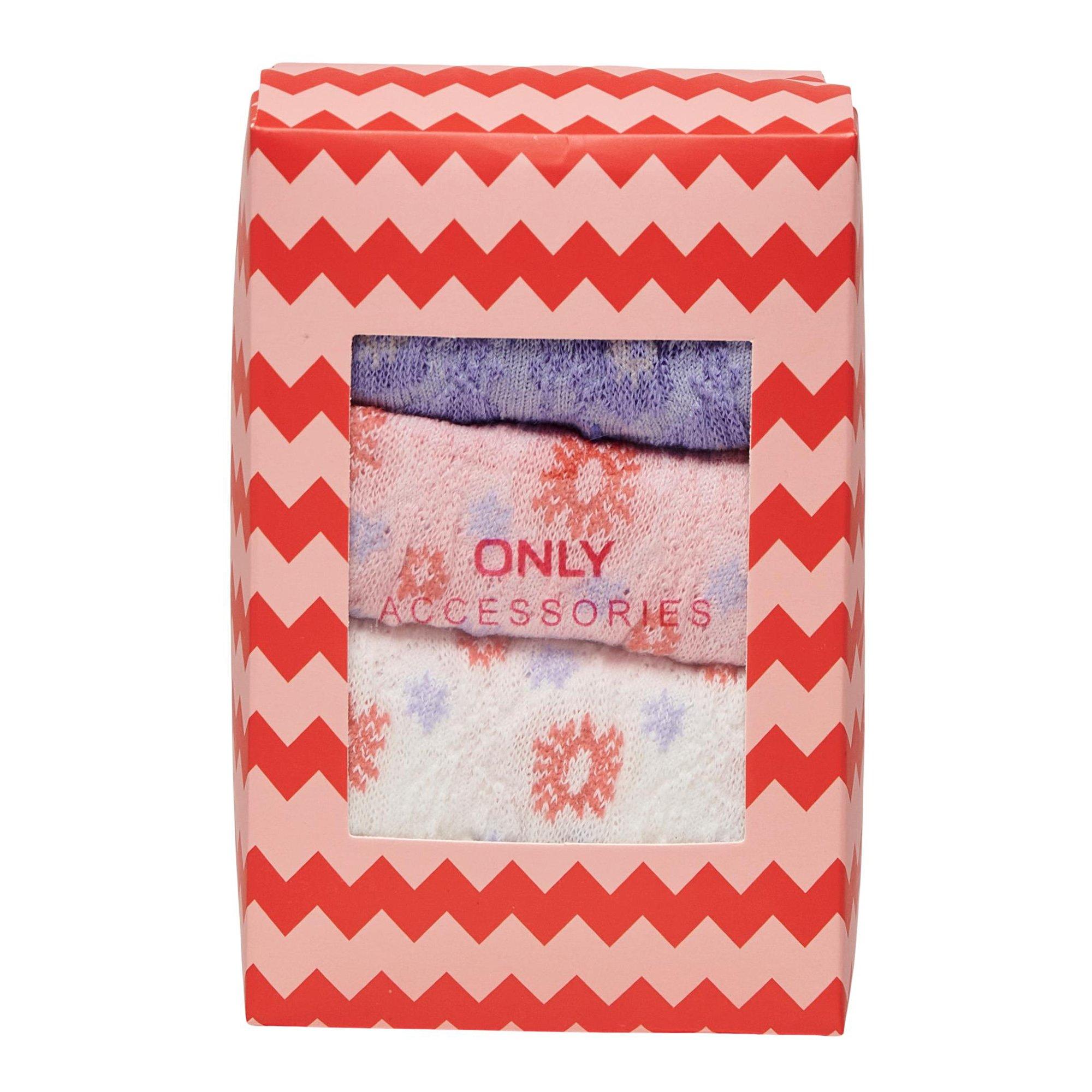 Only Lingerie Rona Flower lurex Mix Sock 3 Pack Triopack, knöchellange Socken Lila