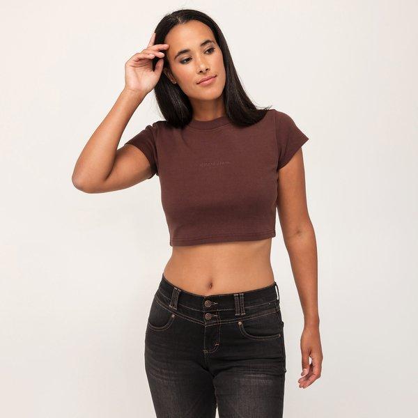 Image of T-shirt, Rundhals, Kurzarm Damen Braun L