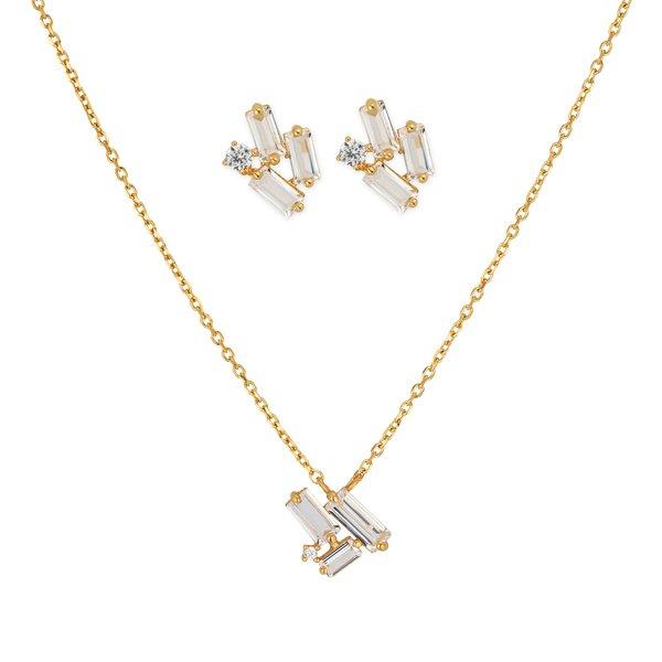 Image of Set Halskette/ohrst. Damen Gelbgold 43cm