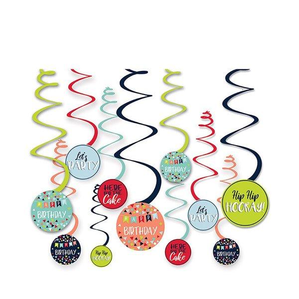 Image of Deko-Spiralen Happy Birthday Multicolor