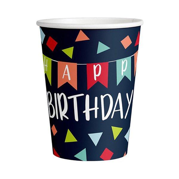 Image of 8 Becher Happy Birthday, 250ml Multicolor