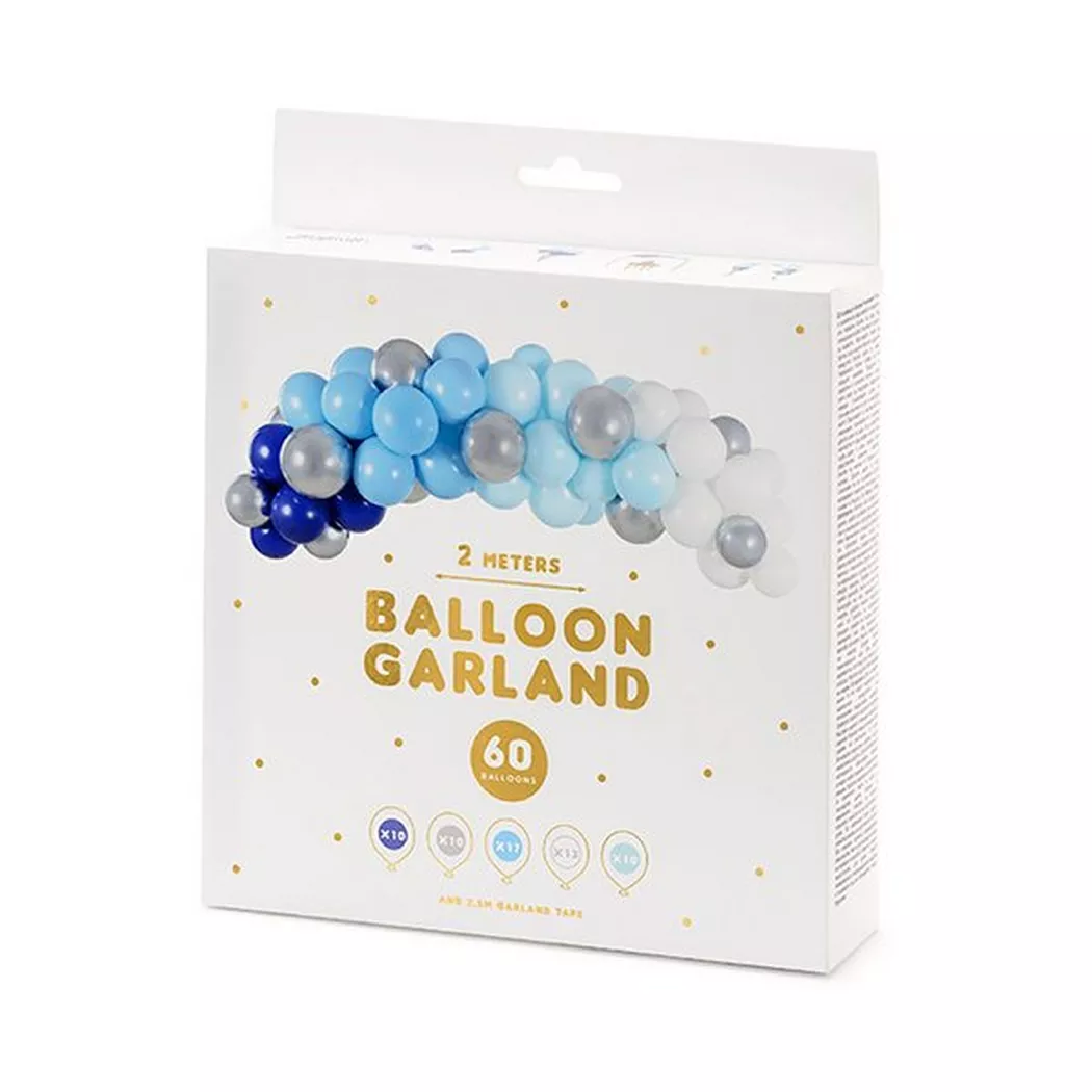 PartyDeco - Ballon Girlande Regenbogen, Blau