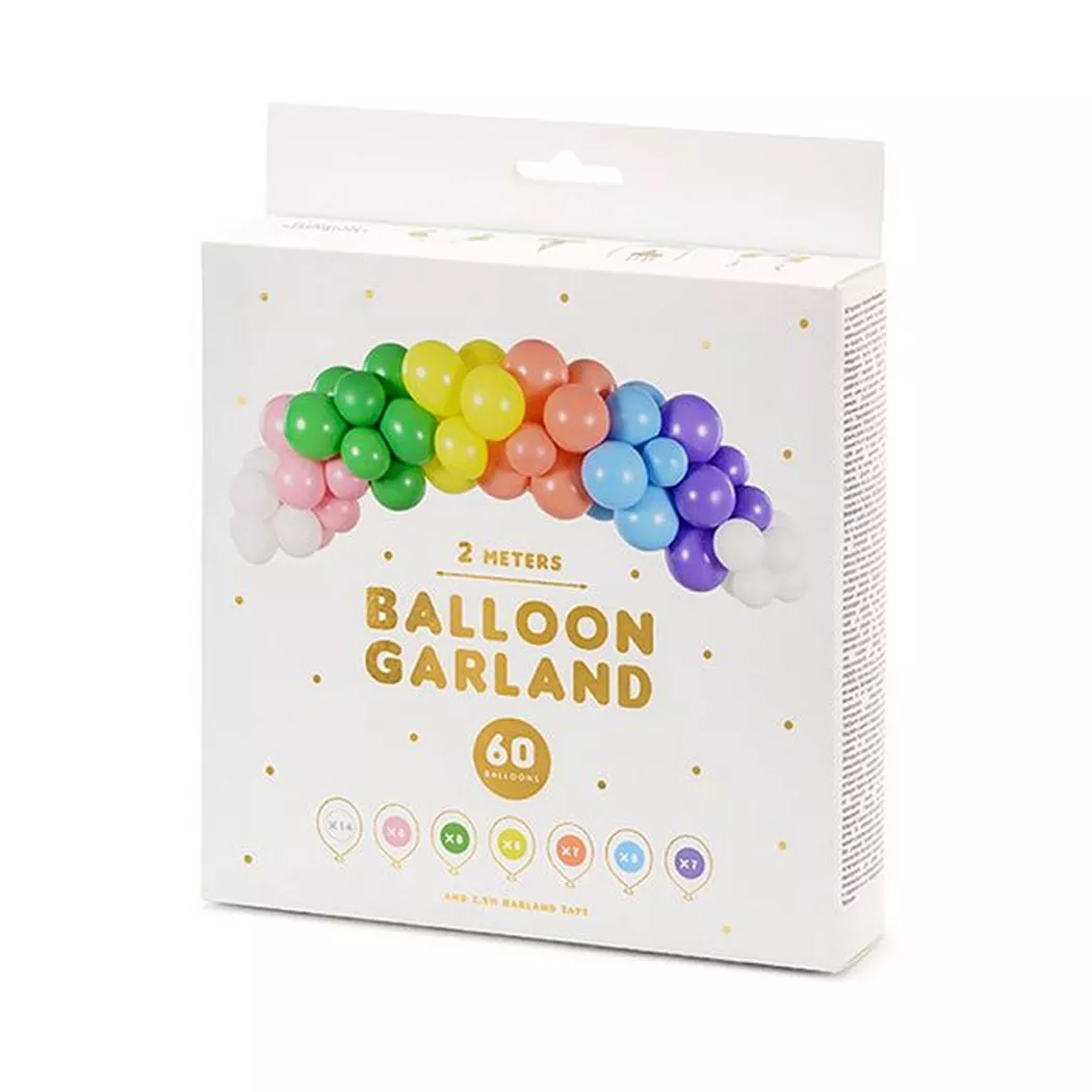 PartyDeco - Ballon Girlande Regenbogen, Multicolor