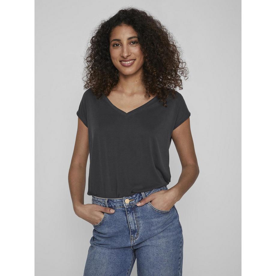 VILA Abito lungo scollo a V maniche corte  