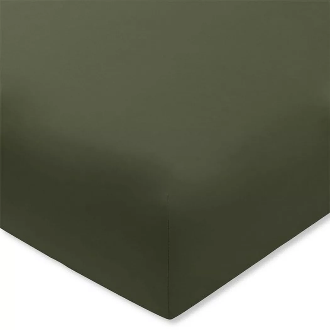 Manor - Fixleintuch, Sateen Luxe Fixleintuch, 140 x 200 x 23 cm, Olivegrün