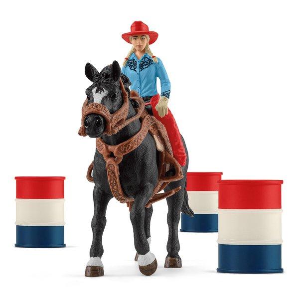 Schleich  42576 Cowgirl et Tonneaux de Racing 