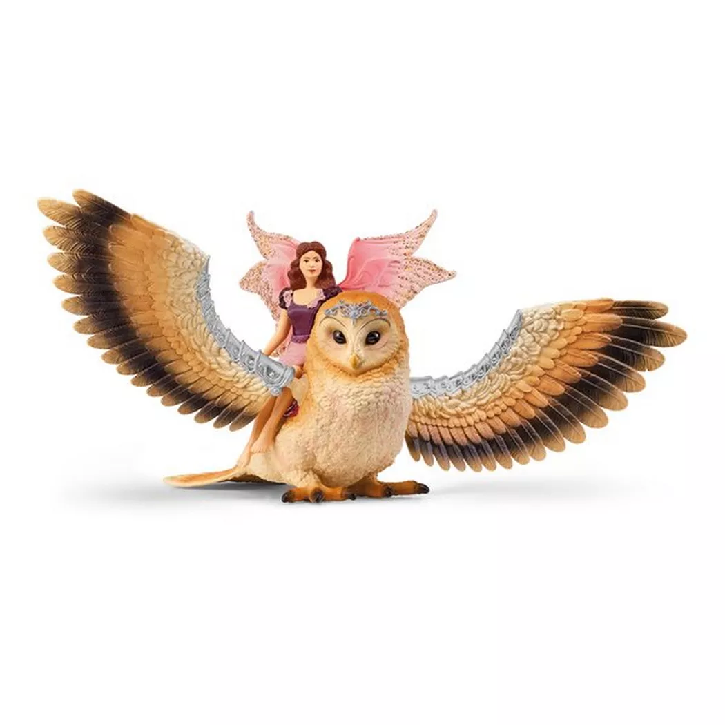 Schleich - 70789 Elfe auf Glitzer-Eule, Multicolor